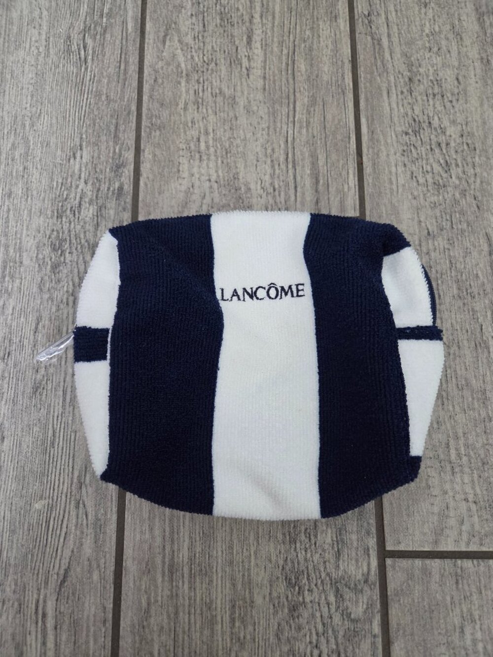 Lancôme Striped Terry Cosmetic Bag Navy White One Size